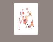 You and Me watercolor painting Original artwork on paper  little painting 9 x 12 people connected romantic wedding gift