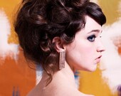 deco staircase copper pendant earrings