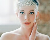 Silk Bridal Head Piece, Wedding Sash, Rhinestone Head Piece, Halo, Marguerite