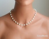 Pearl Necklace With White Freshwater Pearls And Glass Spacer Beads