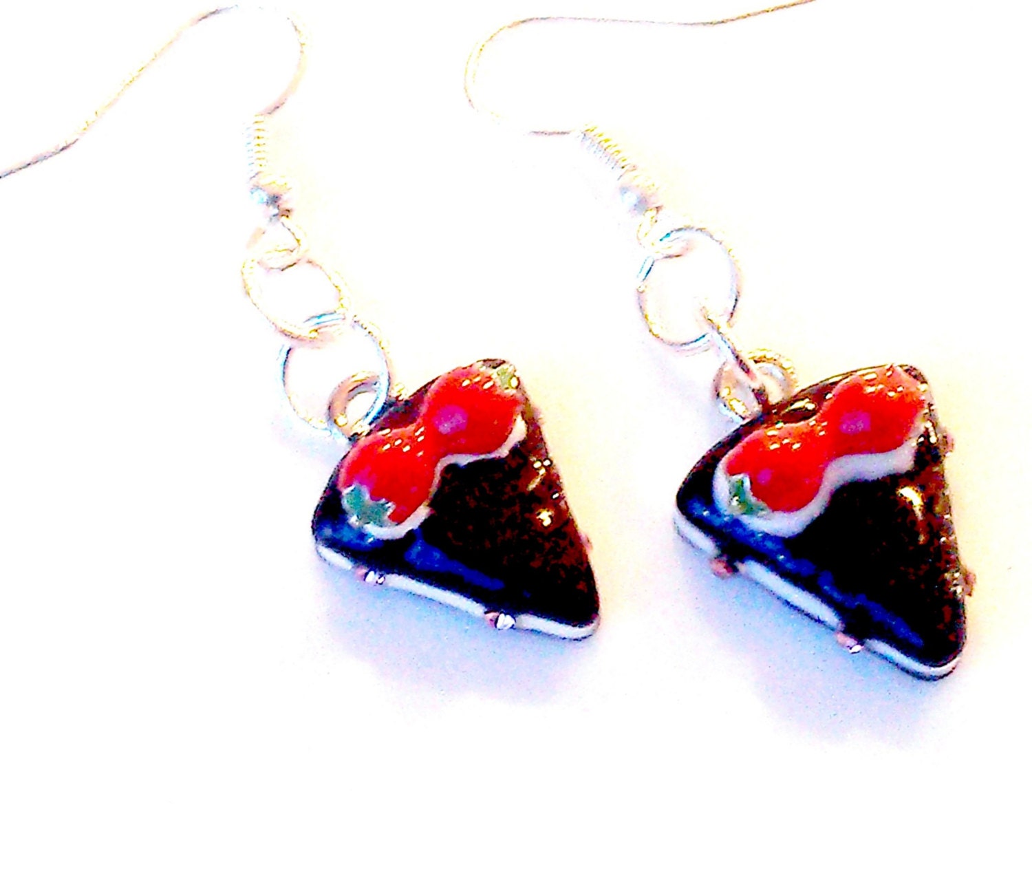 Food Jewelry Miniature Food Earrings Chocolate Cherry Cake Pie