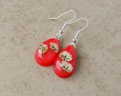 Red Flower Earrings, Real Babies Breath, Resin Jewelry, Botanical Jewelry, Resin Flower Jewelry