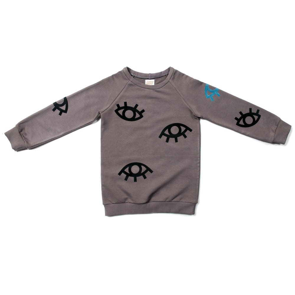 All Eyes - Cotton Sweater. Soft stretch handmade long sleeve jumper for kids, toddler, boy and girl