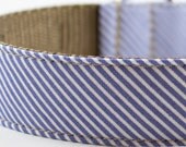 Blue Seersucker Dog Collar