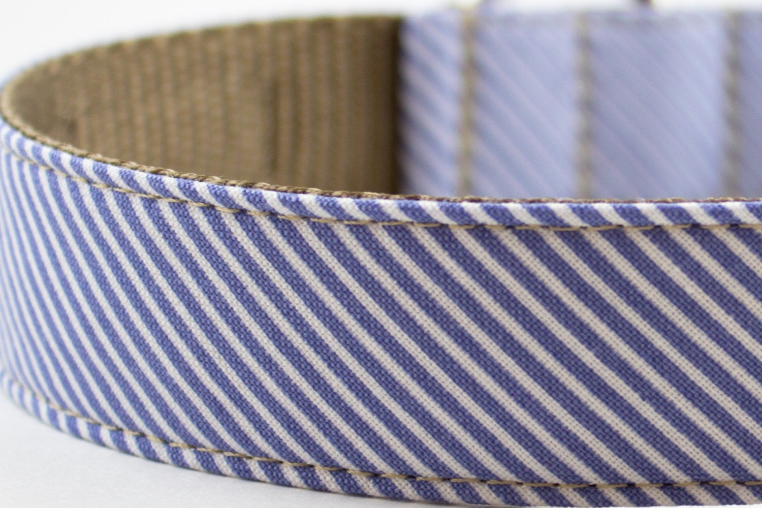 Blue Seersucker Dog Collar