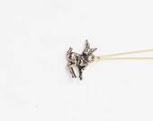Deer Charm Necklace on Gold Plate Chain, Vintage Inspired, Cracker Jack Charm Necklace