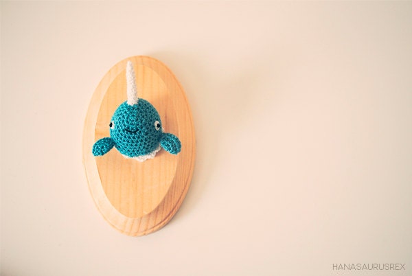Amigurumi Narwhal // Trophy Mount // Micro Crochet