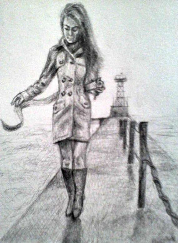 Custom 8 x 10 Drawing of one subject and background scene