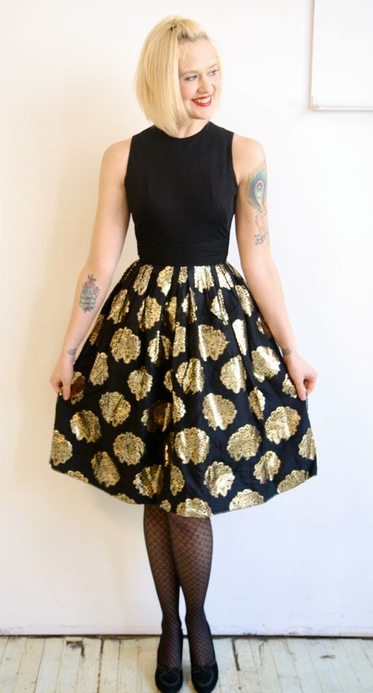 1950s dress // vintage 1950s dress // Gold Parade Dress