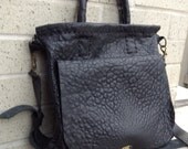 Lux leather purse tote -black lamb hand stitched by Aixa