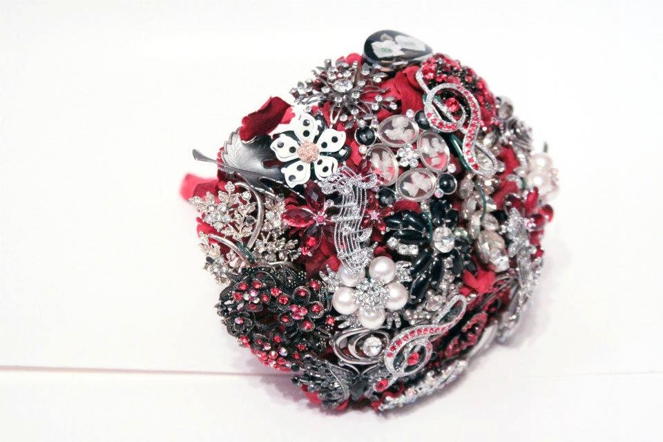Deposit on a Red and Black Themed Vintage Brooch Bouquet Deposit