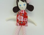 Cloth Doll Rag Doll Brown Haired Doll Baby Doll Brunette Doll Fabric Doll Elephant Fabric