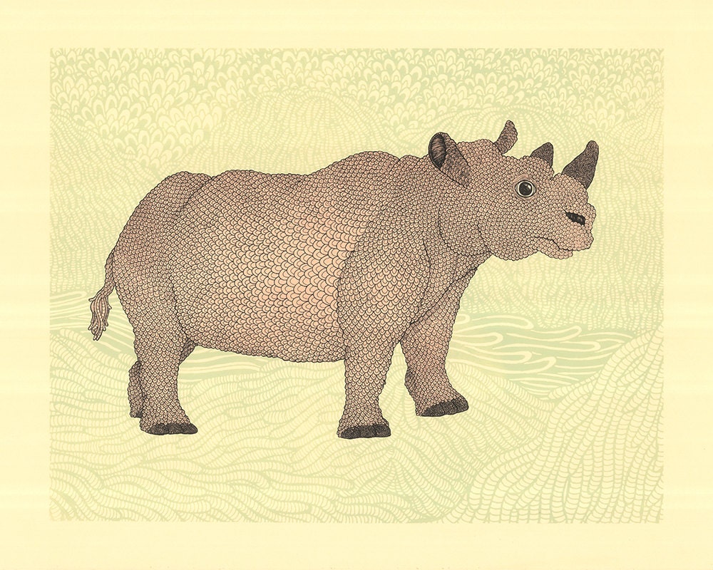 Rhino Lithograph 16 x 20