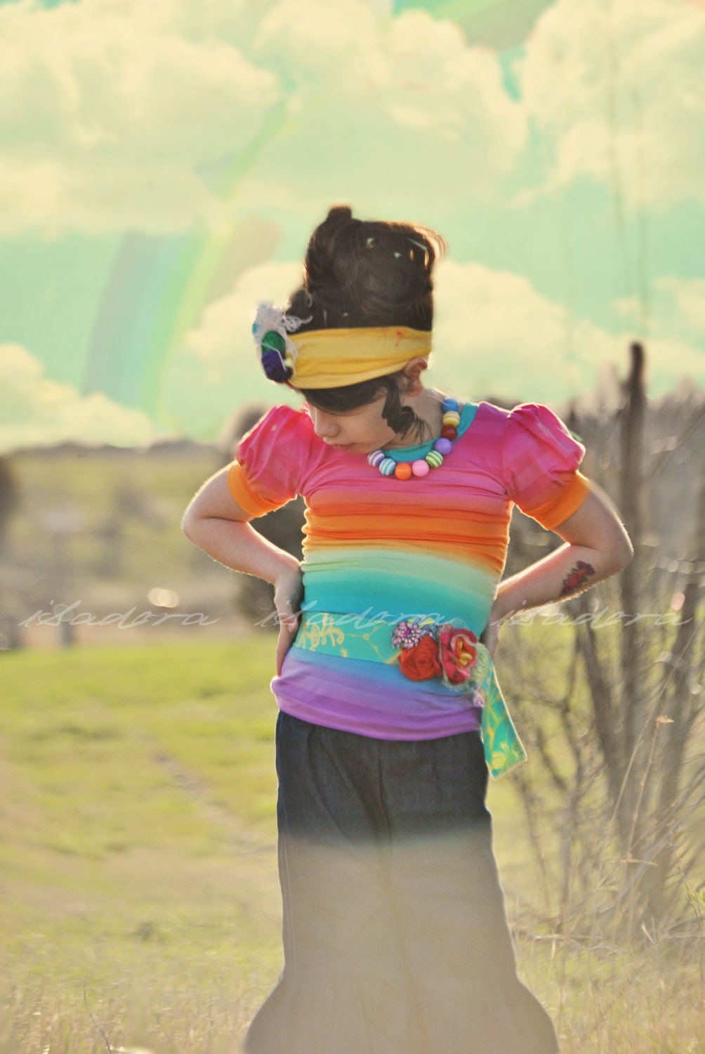 Girls fabric belt with flower embelishment
