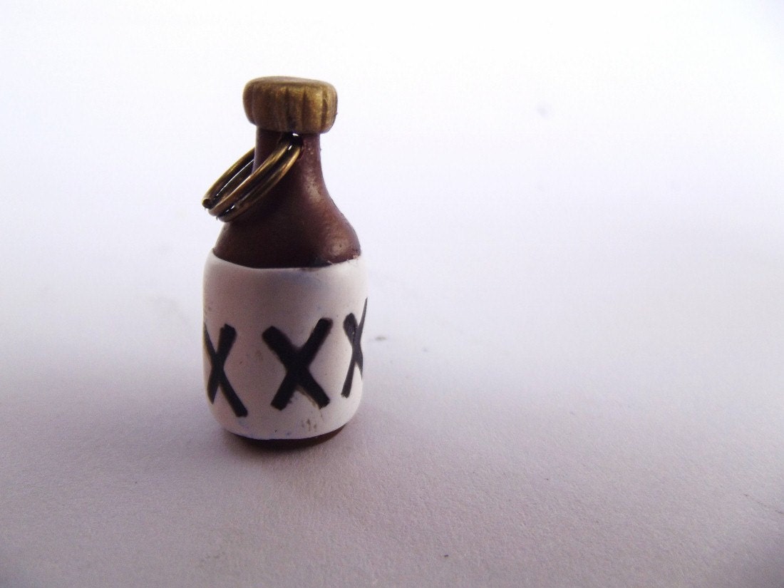 Moonshine Bottle Pendant - Choose Brown or Green - Beer Booze Alcohol