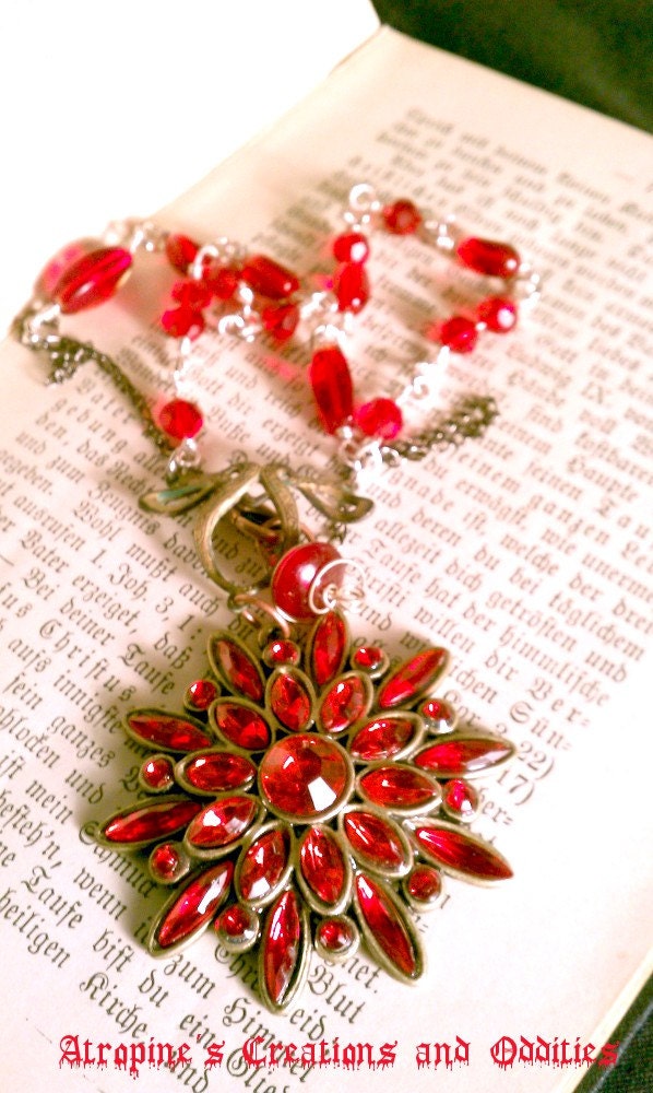 Forever Crimson Victorian Gothic Hand beaded Necklace