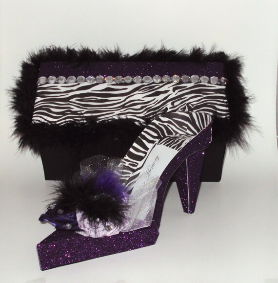 Large Paper Shoe Art Large Purple Passion High Heel Shoe Centerpiece Original Design OOAK