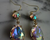 Swarovski AB Pear & Round Rhinestone Earrings