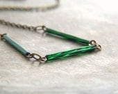 Minimalistic Glass Necklace - Green Necklace - Glass Tubes Necklace - Spring Summer Jewelry