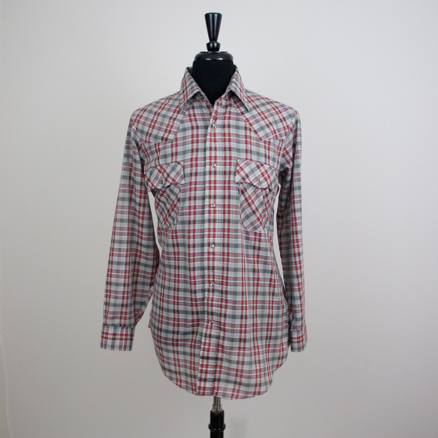 Vintage 70's Levi's Fortrel Plaid Western Shirt - Large