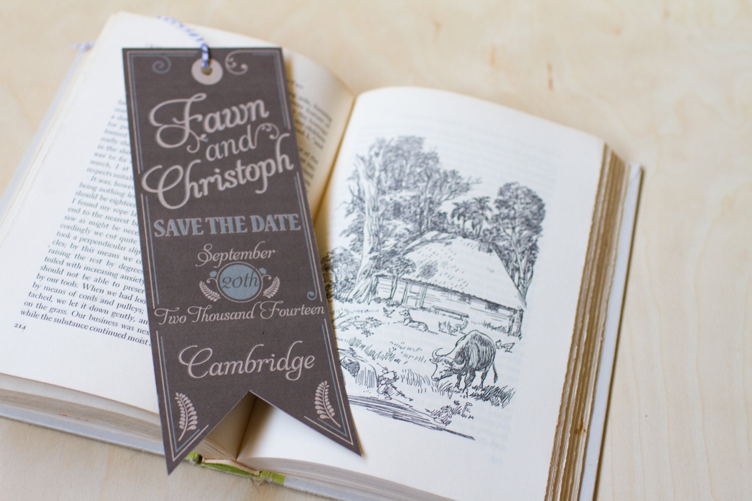 Save the Date Bookmark-Vintage Romance Book- Wedding Invitation Set.