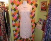 60s Neiman Marcus Pink Denim Shift Dress with Pockets