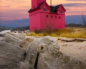 Photograph of Big Red Lighthouse in Holland Michigan at Sunset No.173 - a Fine Art Photograph