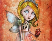 Twisted Valentine's Day - Zombie Princess with Anatomical Heart - Fantasy Art Print