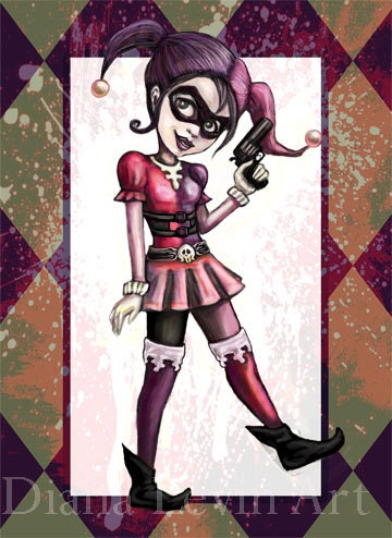 Harley Quinn Art Print - Comic Book Superhero -Super Villain Batman Illustration