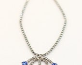 Vintage Rhinestone Blue Necklace - J593