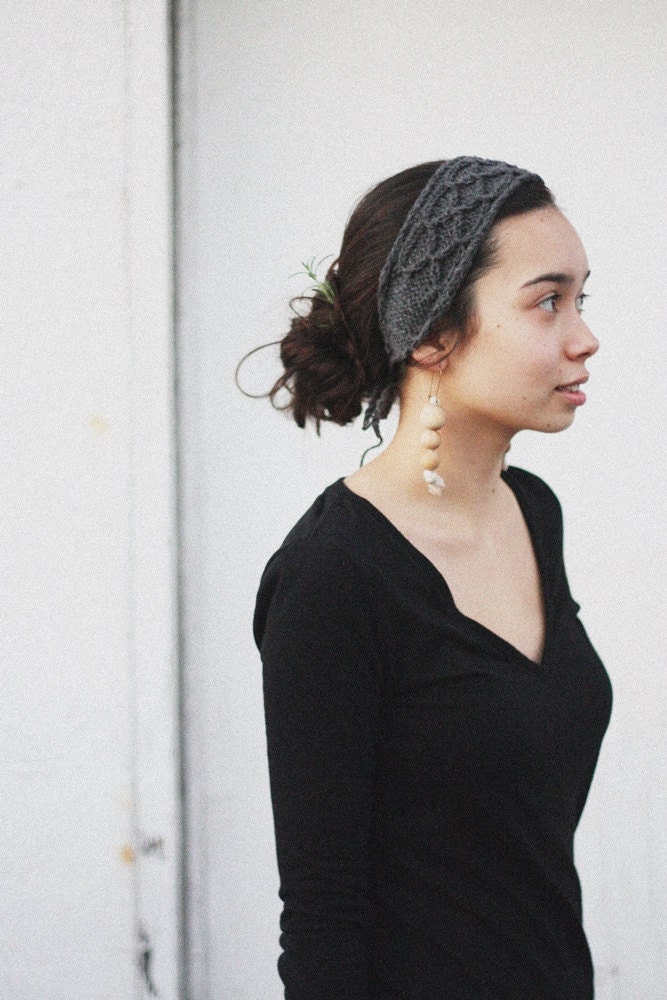 trellis recycled knit headband - midnight blue