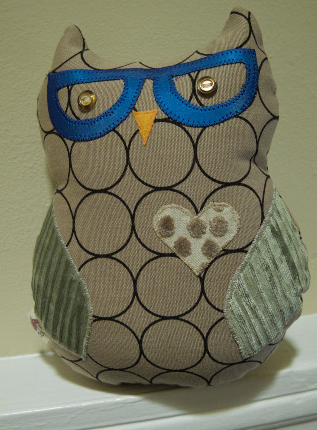 One-of-A-Kind City Nerd Owl Plush Pillow - Hipster Owl Small