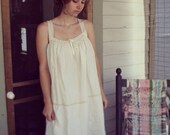 Victorian inspired organic cotton nightgown with crocheted lace detailin- custom made to measure