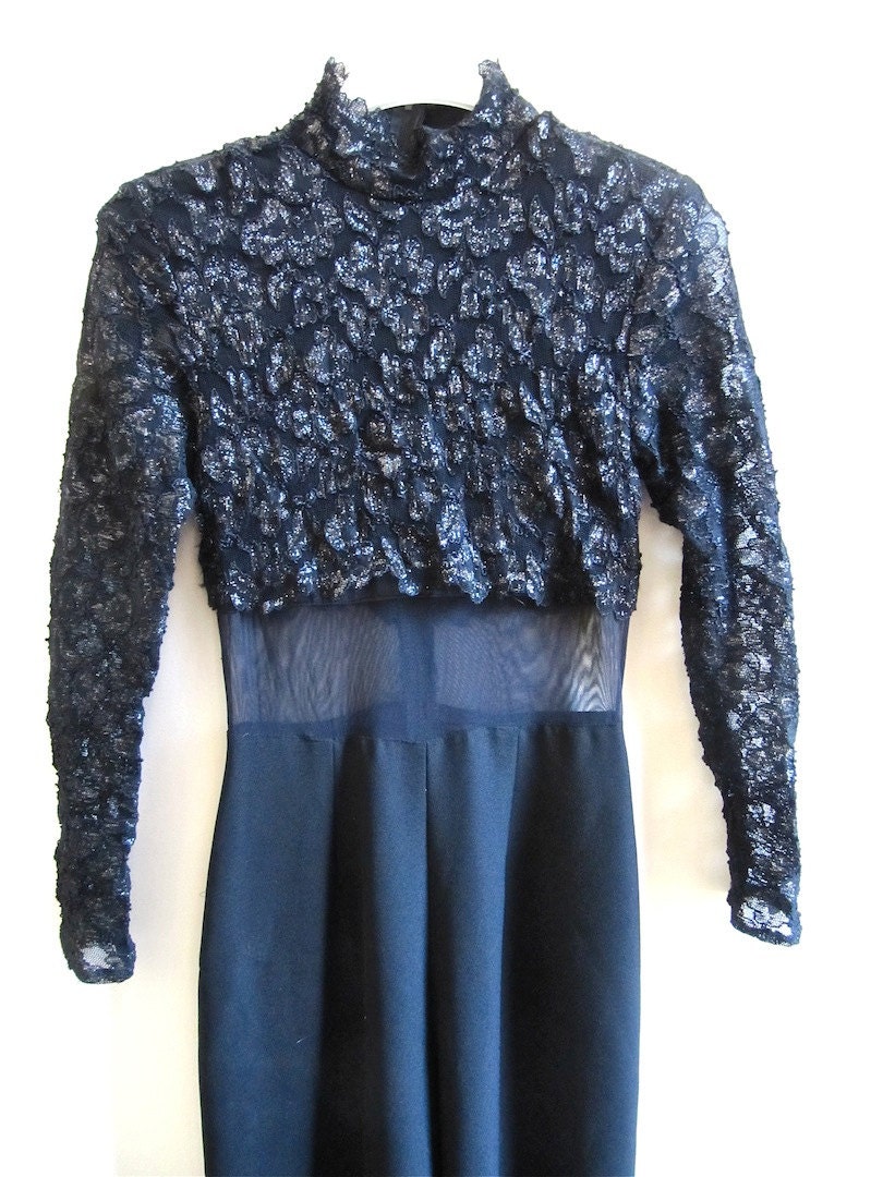 Black Jumpsuit Sheer Midriff by Cachet Size 8