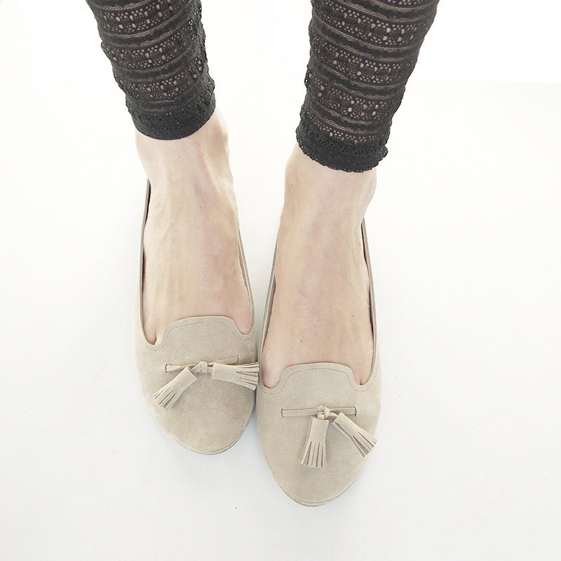 The Monochrome Loafers Shoes - Handmade Sand Soft Suede Loafers