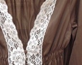 Short Lace Robe Vintage Womens Lingerie 60s Peignoir Sweet Chocolate Brown