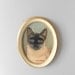 1960s original oil painting of a siamese cat // oval framed wall hanging