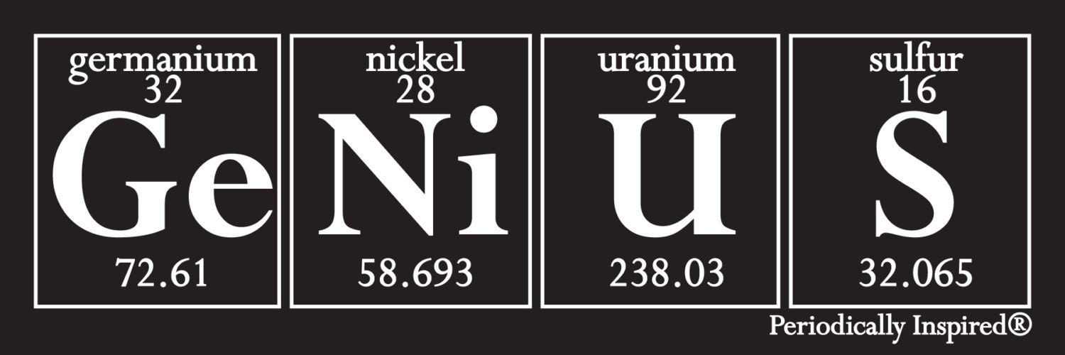 GENIUS Periodic Table Bumper Sticker by Periodically Inspired - Chemistry Decal - Gift For Teacher