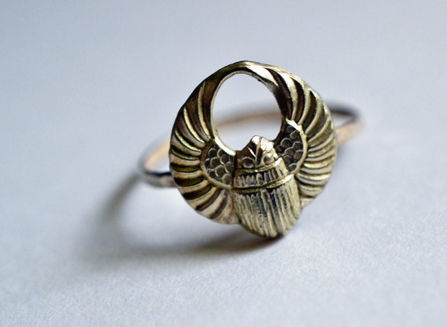Egyptian Scarab Ring, Silver Scarab Ring, Silver Beetle Ring, Hammered Silver, Sterling Silver Ring, Handforged Ring