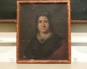 Antique Oil Painting / Portrait of an 19th Century Young Girl