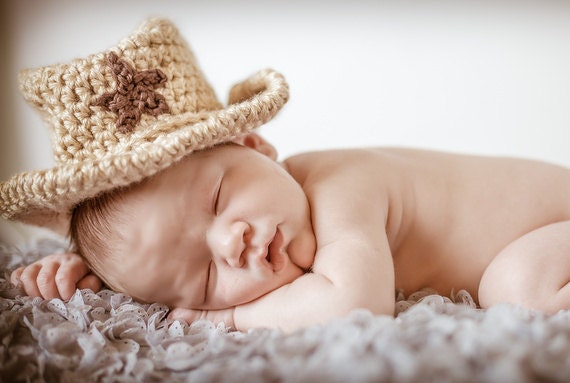 READY to ship. Cowboy Sheriff Fedora Baby Hat. Newborn size. Photo prop.