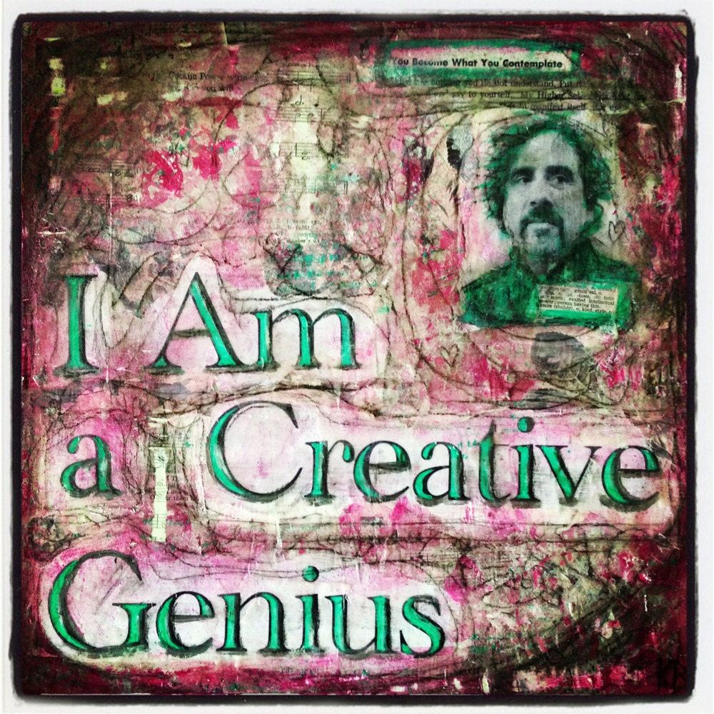 ORIGINAL Affirmation Art - I Am A Creative Genius Tim Burton
