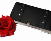 Black Vinyl Wallet with Your Choice of Vinyl, Faux Leather, Rockabilly, Rock and Roll - MADE TO ORDER