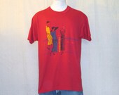 Vintage 80s CALIFORNIA FASHION GRAPHIC Screen Stars Red Hollywood Soft 50/50 Women Oversized Cute T-Shirt