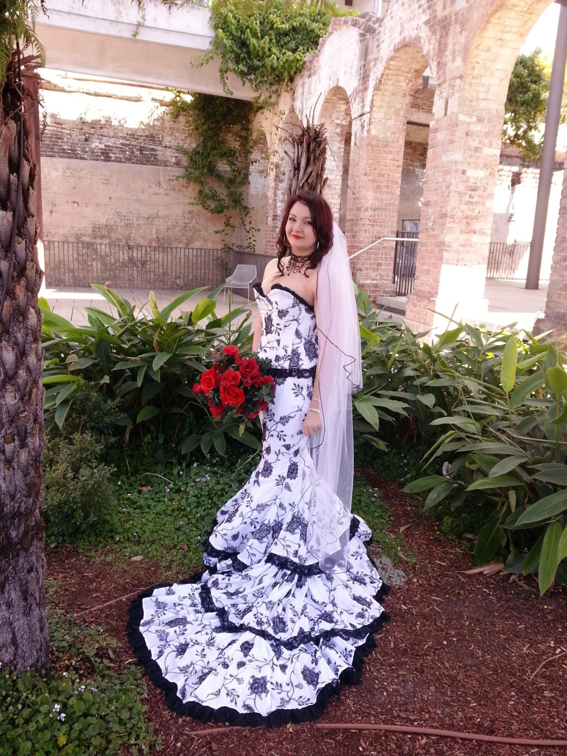 Made to Order Alternative Black and White Embroidered Bridal/Formal Gown "Audrey" Free Shipping