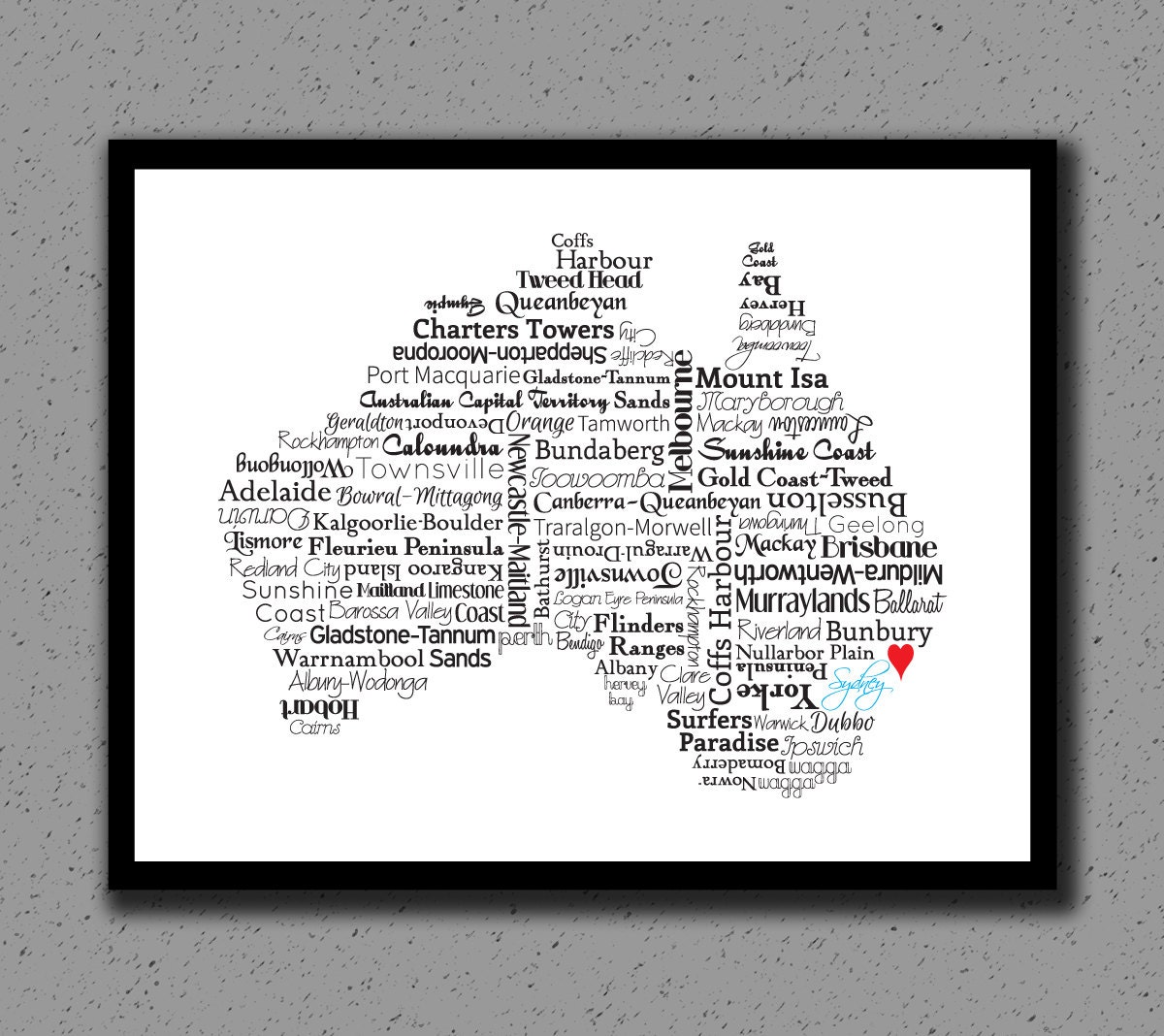 Australia Print, Map, Sydney, Brisbane, Wedding, Destination Wedding, Country, Personalized, Custom, Gift, Cities, City, Housewarming Gift