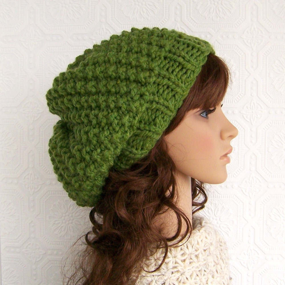 Knit hat - reversible chunky slouch hat - handmade Winter Fashion - Winter Accessories by Sandy Coastal Designs - made to order