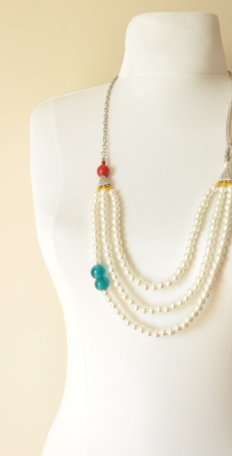 glass pearl necklace, bridal necklace