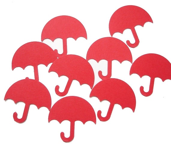 50 Red Umbrella punch die cut confetti scrapbooking - No659