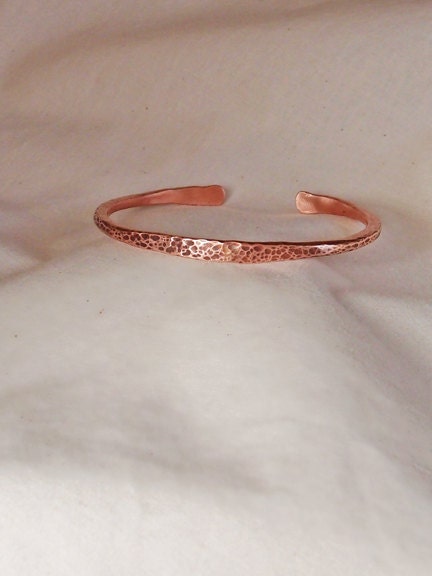 Hand Hammered Copper Band with Leopard Patina Large